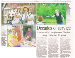 Decades of Service Article about The Community Caregivers derry news 8.9.18